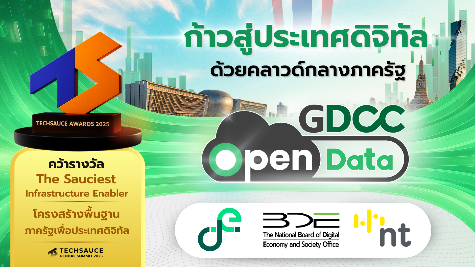 GDCC Open Data คว้ารางวัล The Sauciest Infrastructure Enabler จาก Techsauce Awards 2025 การันตีความสำเร็จในการเป็นโครงสร้างพื้นฐานคลาวด์กลางภาครัฐเพื่อขับเคลื่อนประเทศดิจิทัล